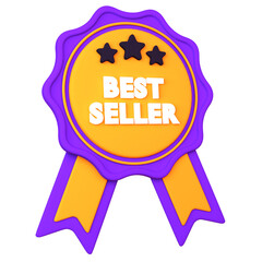 3d illustration best seller icon object.
