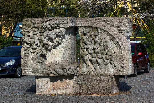Zwickau, Germany - May 7, 2023: Monument to Thomas Muntzer, a German preacher and theologian of the Reformation who opposed Martin Luther and defied the feudal authority in Germany.