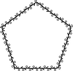 Pentagon frames Flower wreath spiral leaf floral vector decoration triumph border framing pressed flowers background black congratulations birthday wedding anniversary valentine Christmas new years