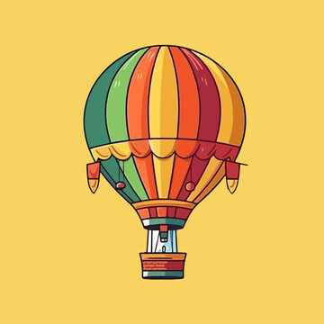 Vector cartoon icon illustration of a hot air balloon, with a flat design for air transportation