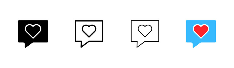 Romance. Different styles, colorful, romantic feelings. Vector icons