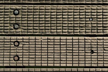 Old terrace floor boards, background texture.