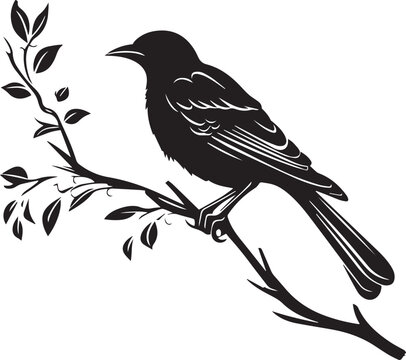 Bird on a branch Vector illustration, SVG	