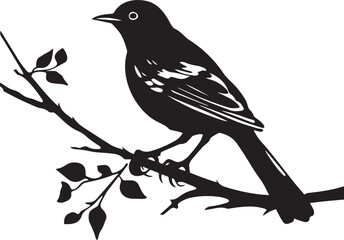 Bird on a branch Vector illustration, SVG	