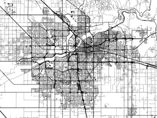 Vector road map of the city of  Bakersfield California in the United States of America on a white background.