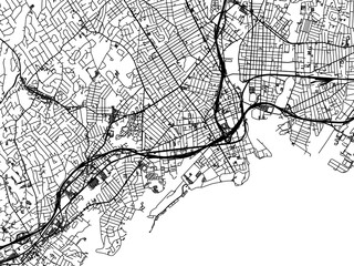 Vector road map of the city of  Bridgeport Connecticut in the United States of America on a white background.