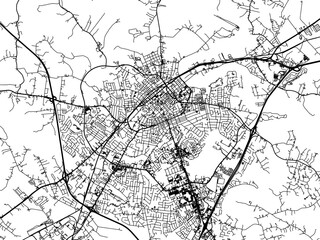 Vector road map of the city of  Bowling Green Kentucky in the United States of America on a white background.
