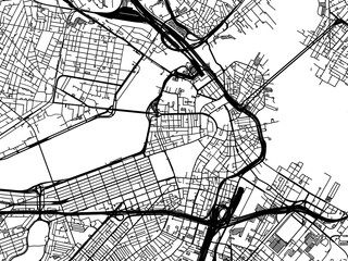 Vector road map of the city of  Boston Center Massachusetts in the United States of America on a white background.