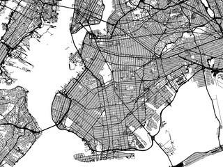 Vector road map of the city of  Brooklyn New York in the United States of America on a white background.