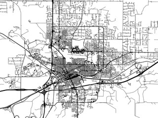 Vector road map of the city of  Cheyenne Wyoming in the United States of America on a white background.