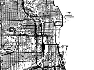 Vector road map of the city of  Chicago Center Illinois in the United States of America on a white background.