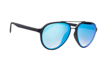 modern trendy blue glass sunglasses isolated from background
