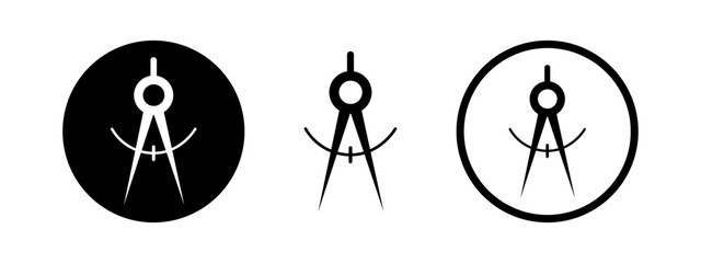 Math compass set on white backboard. Geometric tools sign. Compass geometry vector icon. 