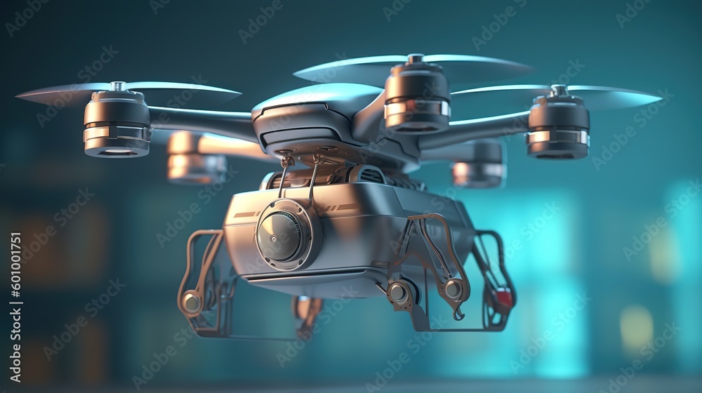 Leinwandbilder drone with a camera. futuristic technologies of the future. generative ai
