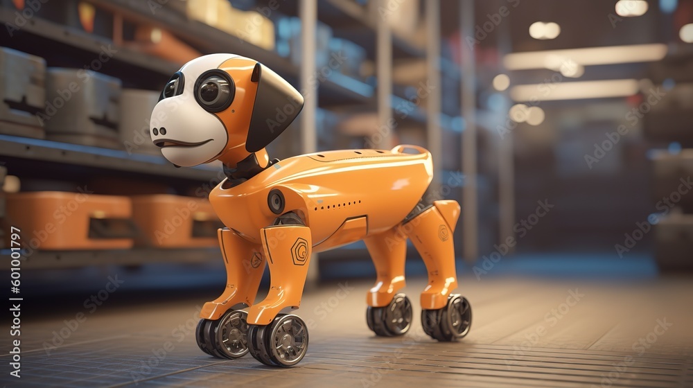 Leinwandbilder a robot dog is in a robot factory.futuristic technologies of the future. generative ai