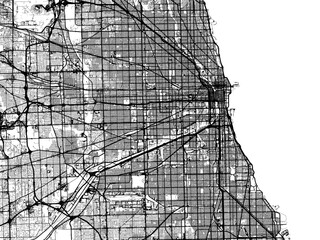 Vector road map of the city of  Chicago Illinois in the United States of America on a white background.