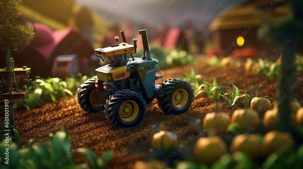 Poster smart robotic farmers concept, robot farmers. futuristic technologies of the future. generative ai
