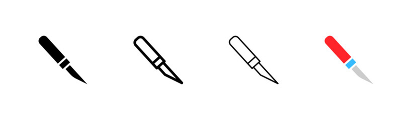 Scalpel. Different style, colorful, scalpel icon. Vector icons.