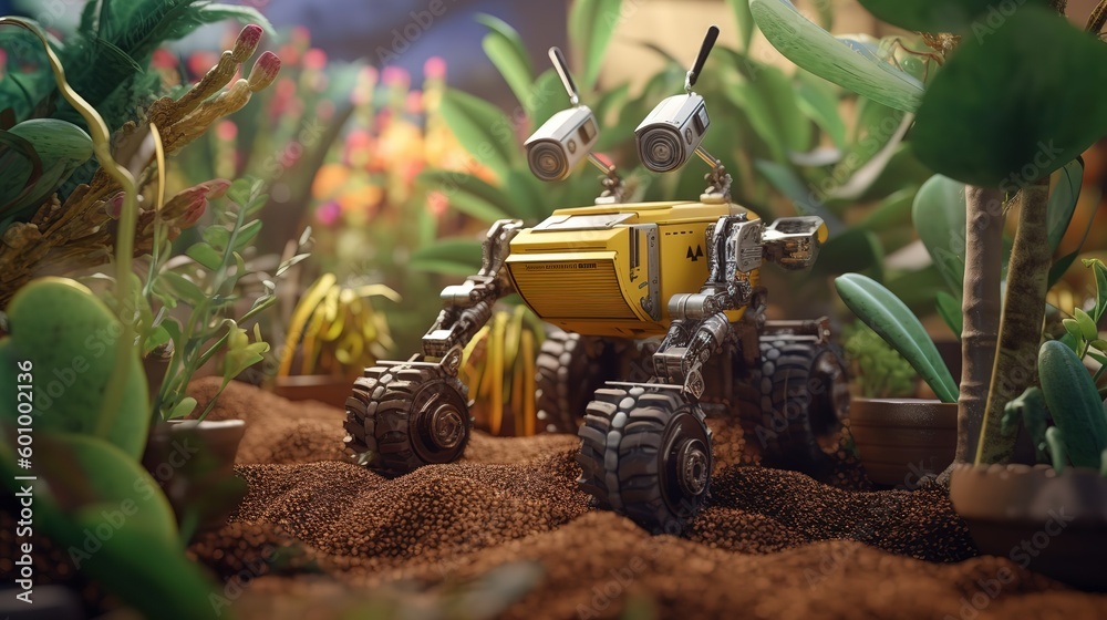 Aufkleber smart robotic farmers concept, robot farmers. futuristic technologies of the future. generative ai