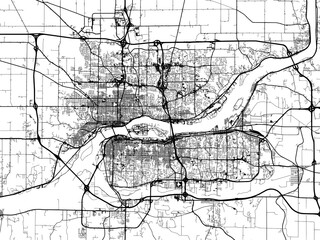 Vector road map of the city of  Davenport Iowa in the United States of America on a white background.