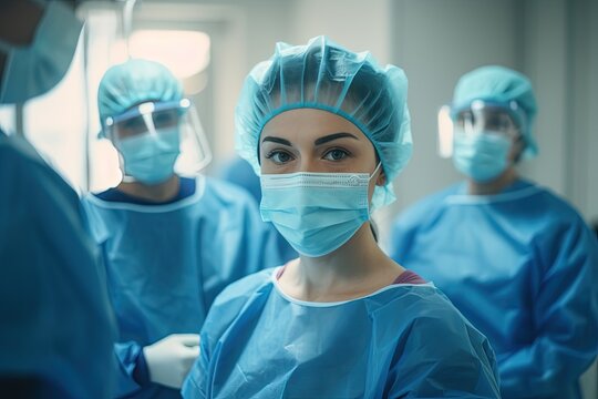 nurses wearing surgical masks in the operating room