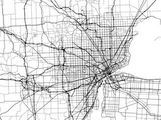Vector road map of the city of  Detroit Metro Michigan in the United States of America on a white background.
