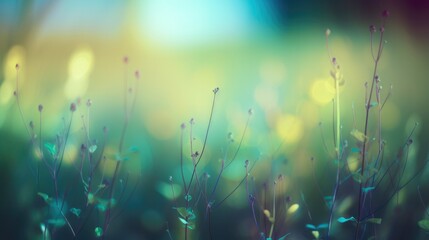 Bare wildflowers on a blurred bokeh background. Generative ai composite.