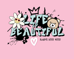 graffiti design vector bear and slogan art
