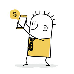 Stick figure, online payment, e-commerce or internet shopping concept.