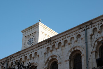 Fototapeta premium Nazareth, Israel - August 16, 2021: Tower of the St. Joseph's Church in the Old City of Nazareth, Israel