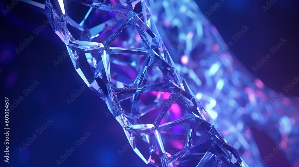 Aufkleber Abstract 3d DNA molecule helix with cutted part.Low-poly style. Abstract neon frame style. Generative AI