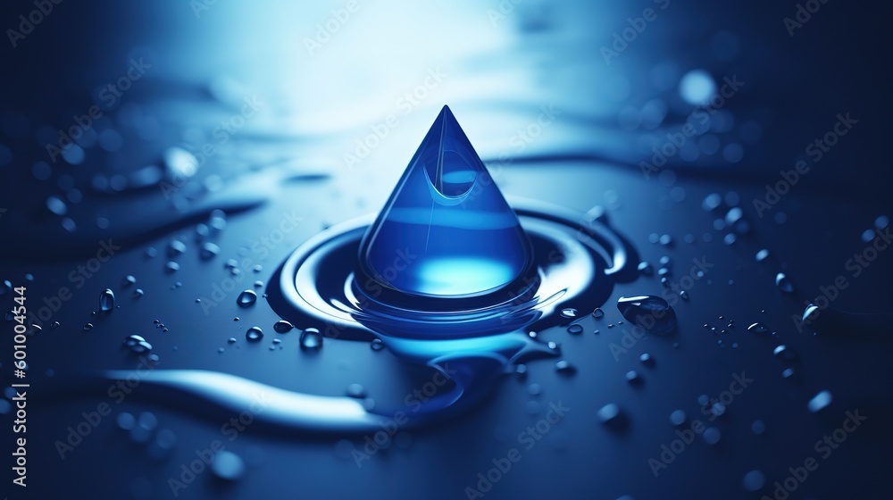Leinwandbilder Falling drop of water.Low-poly style. Abstract neon frame style. Generative AI
