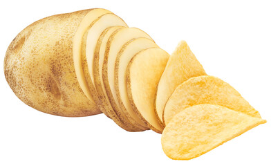 Potato slices turning into chips