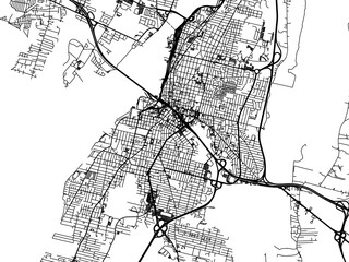 Vector road map of the city of  Fall River Massachusetts in the United States of America on a white background.