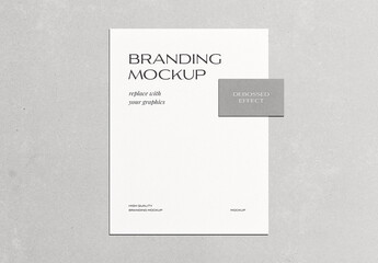 Letterhead Branding A4 Paper Mockup Template Business Card Invitation Gold Foil Debossed Shadow