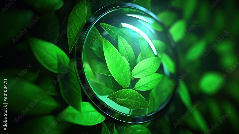 Poster abstract growing plant in soil.low-poly style. abstract neon frame style. generative ai