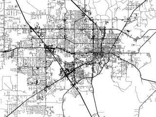 Vector road map of the city of  Gainesville Florida in the United States of America on a white background.