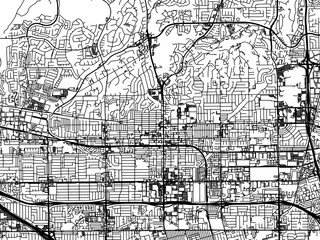 Vector road map of the city of  Fullerton California in the United States of America on a white background.
