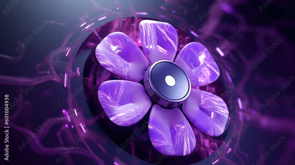 Aufkleber Digital flowers on the water. Abstract neon frame style. Generative AI
