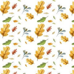 autumn leaves for pattern seamless on white background