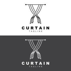 Home And Exhibition Curtain Logo Design, Building Decoration Vector Illustration