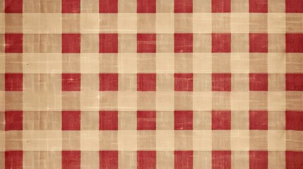 Rustic red and beige gingham pattern background. Generative ai composite.