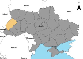 Lvivska Ukraine map Europe country