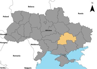 Obraz premium Dnipropetrovska Ukraine map Europe country