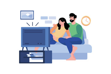 A couple spends the day relaxing at home, watching their favorite movies and enjoying each other's company.