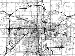 Vector road map of the city of  Lansing Michigan in the United States of America on a white background.