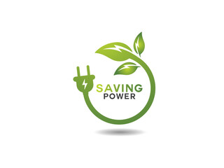 Energy saving logo design. Power saving. Eco logo. Leaf vector. plug. elective. Premium. tree. business
