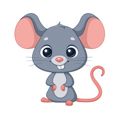 Cute grey mouse animal cartoon vector illustration