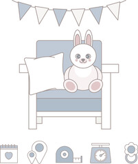Illustration newborn metric for children bedroom. Newborn announcement cards