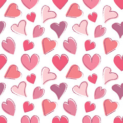 Obraz na płótnie Canvas Heart. Seamless pattern with the image of hearts of various shapes. Pattern for Valentine s Day. Pattern with hearts for print and gift wrapping. Vector